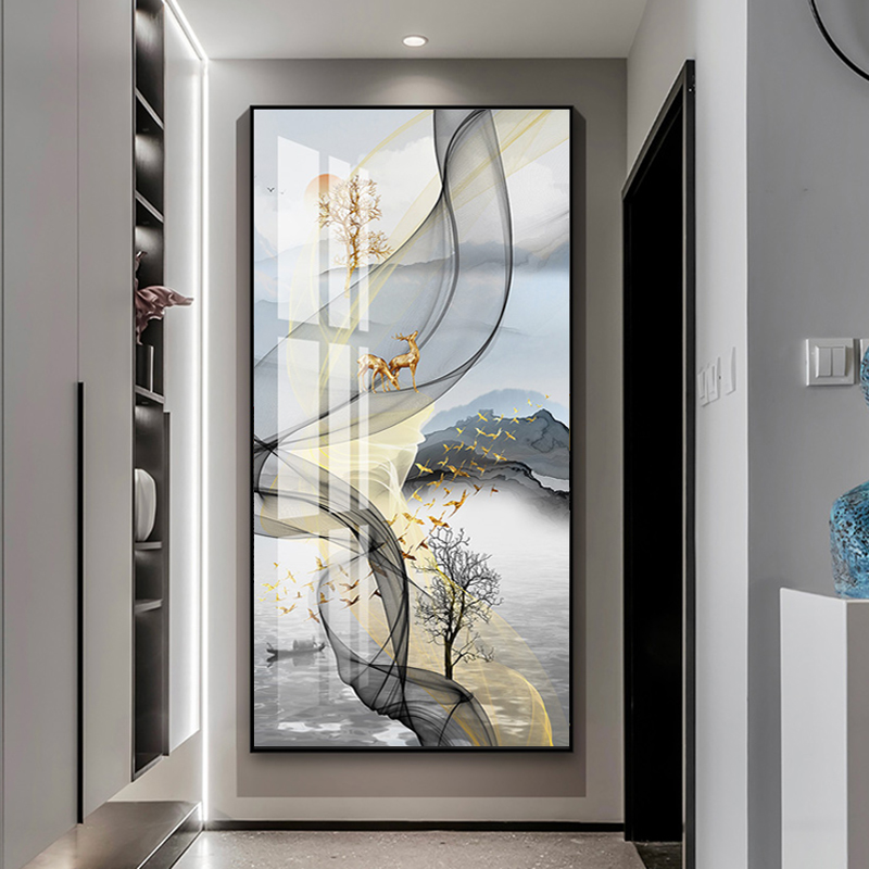 现代简约玄关装饰画轻奢大气走廊尽头挂画客厅玄幻过道墙面 壁画
