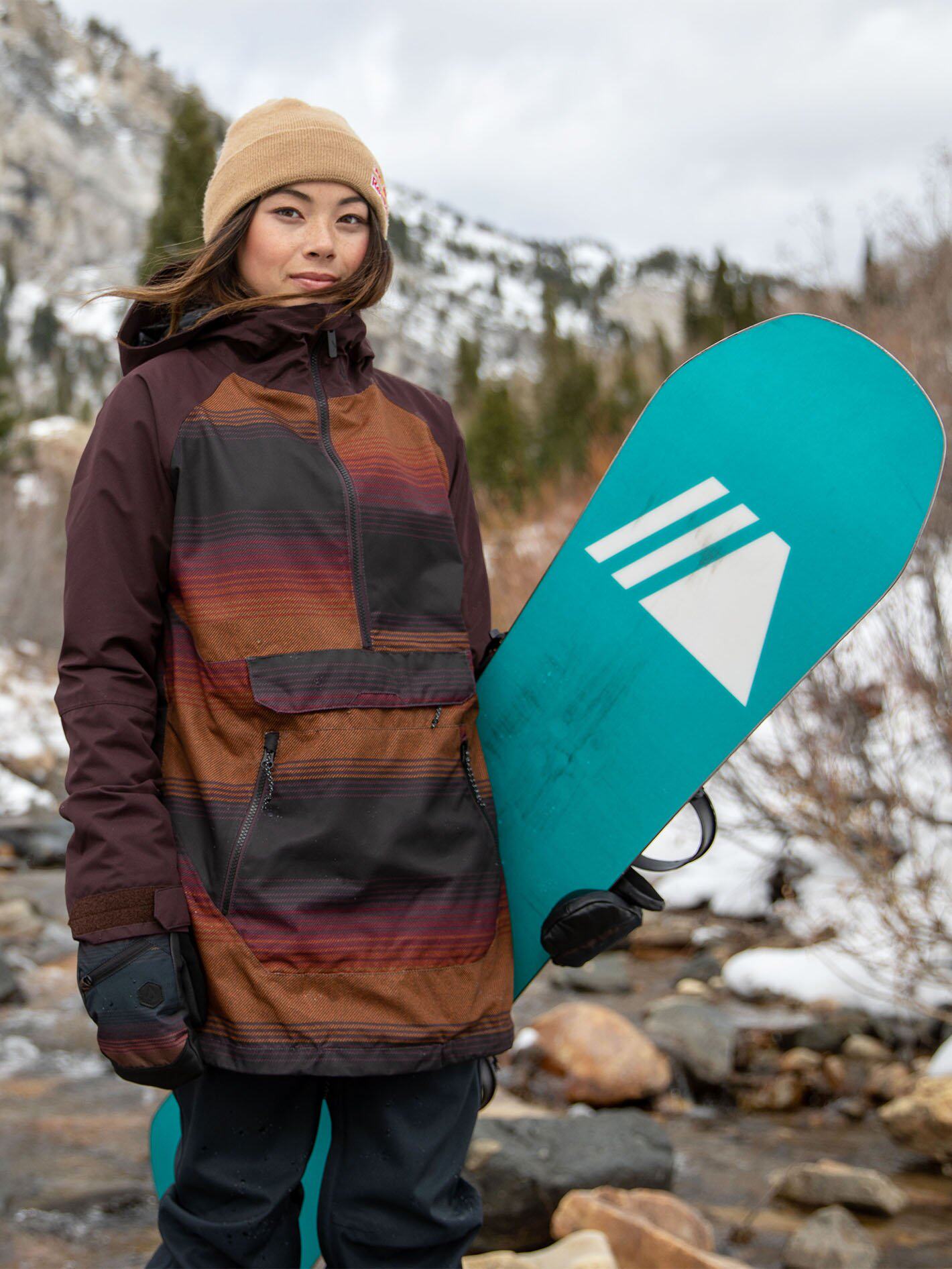 冷山特卖volcommirrorpullover2021女款防水套头单板滑雪服滑雪衣