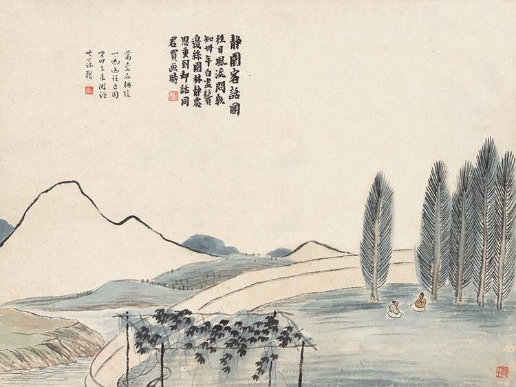 齐白石石门二十四国画山水画小品品高清微复制品宣纸国画