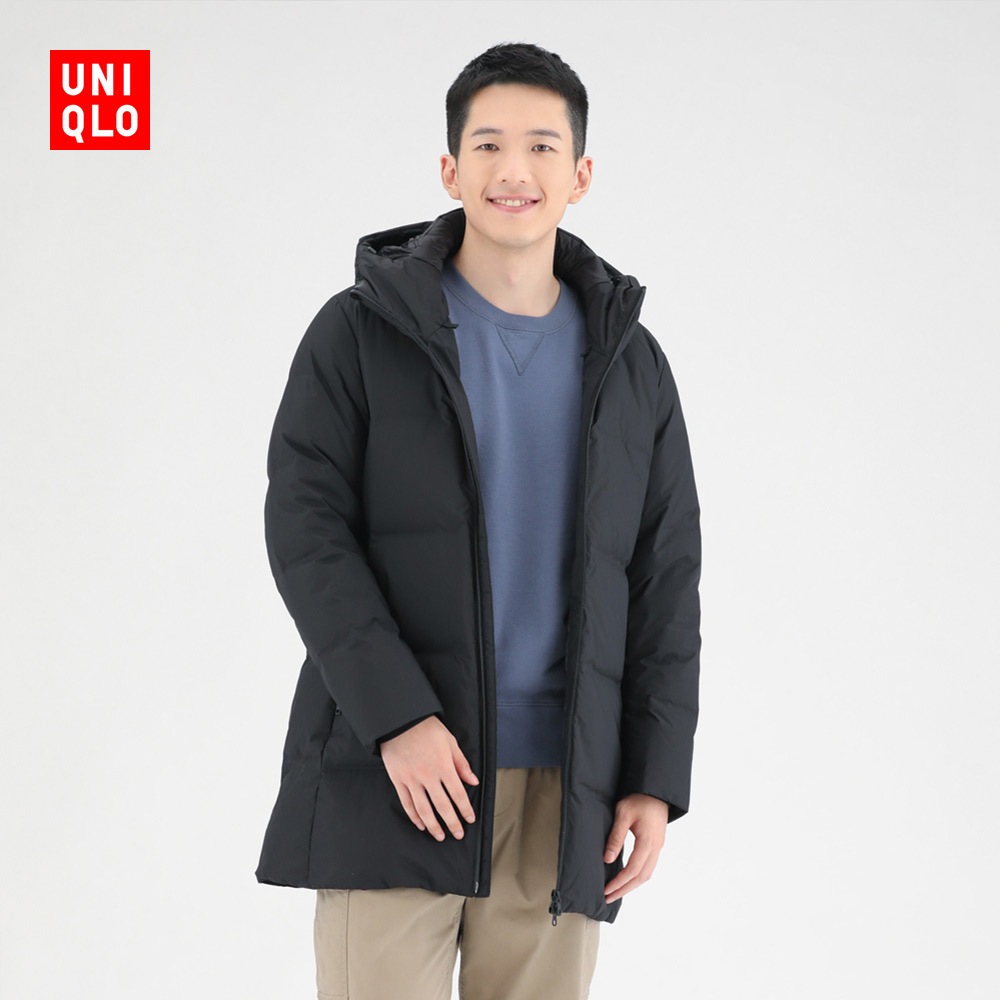 优衣库 男装 无缝羽绒大衣(中长款 防水 防风 加厚 羽绒服)429294