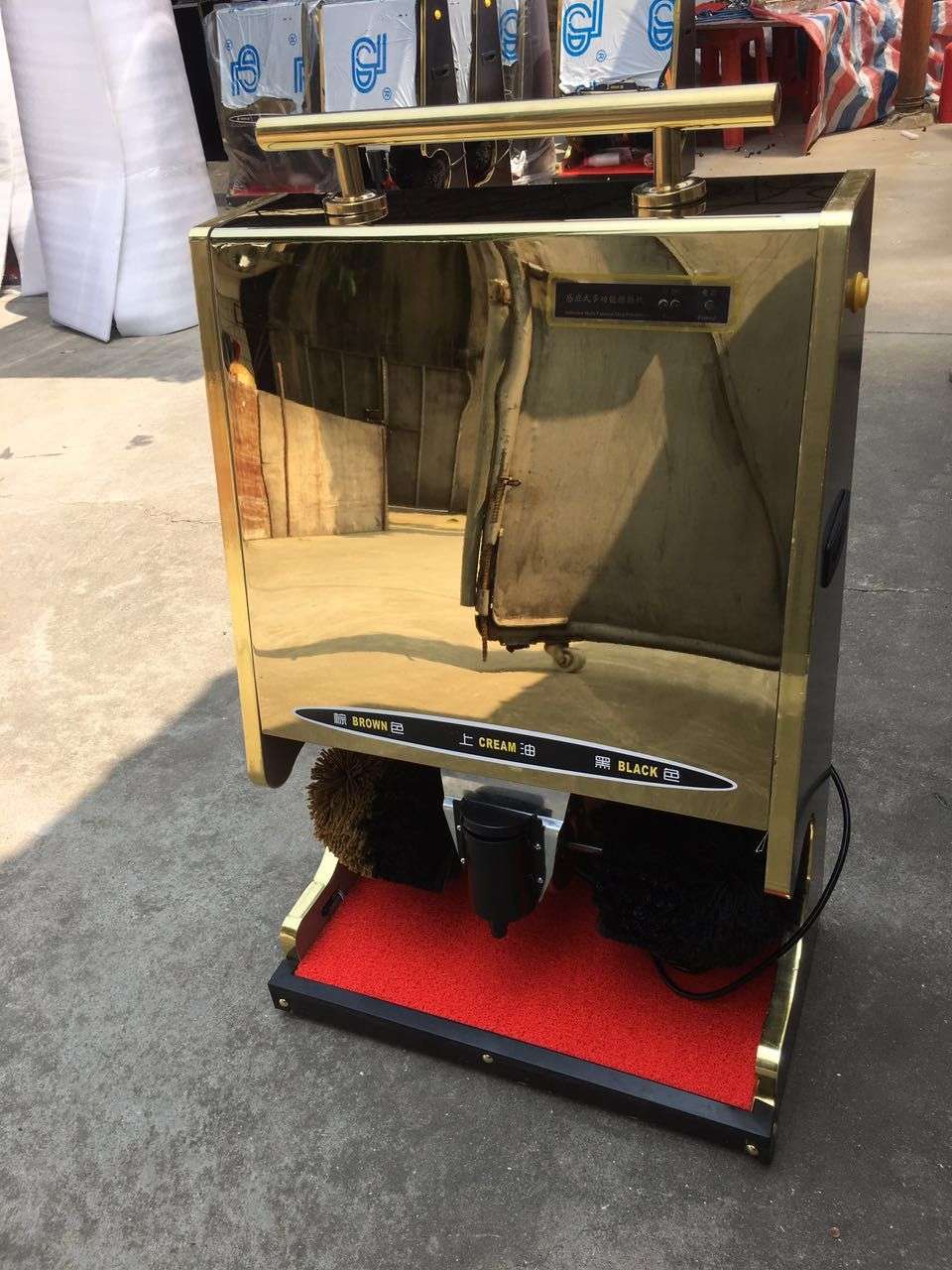 擦鞋机自动钛金电动擦皮鞋机智能感应酒店大堂擦鞋器