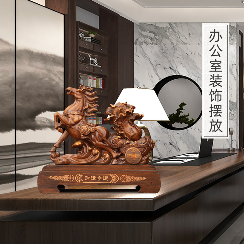 招财马摆件摆件十二生肖财运亨通工艺品办公桌装饰生肖马白菜摆件