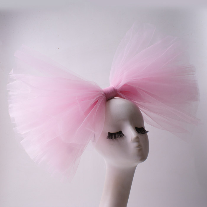 墨绿色超大蝴蝶结夸张头饰舞台走秀模特彩妆比赛发饰