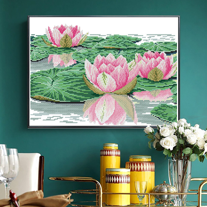 针爱十字绣荷花莲花中国国风系列2021新款线绣十字绣套件