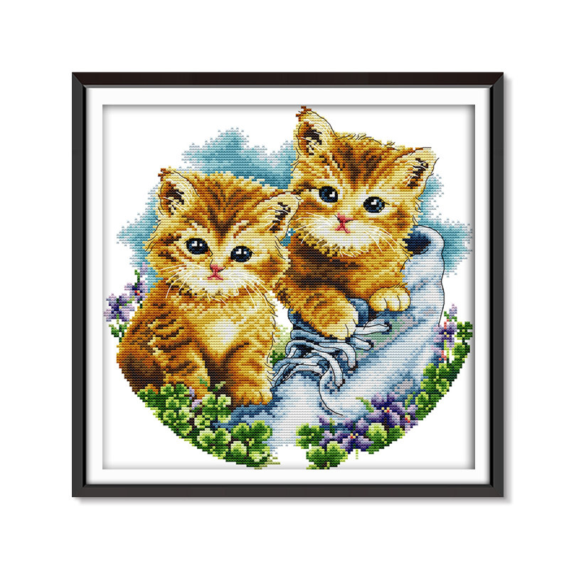 猫咪十字绣 相守情侣小猫 2019新款小件动物图案可爱小挂件自己绣
