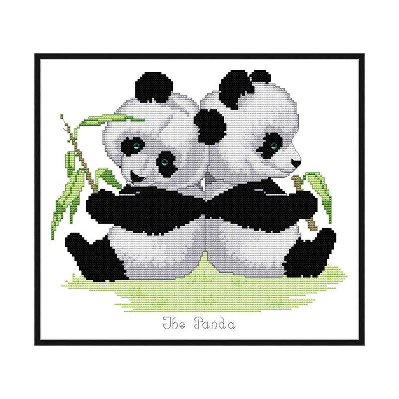 熊猫十字绣2021新款动物小件可爱儿童手工线绣十字绣套件