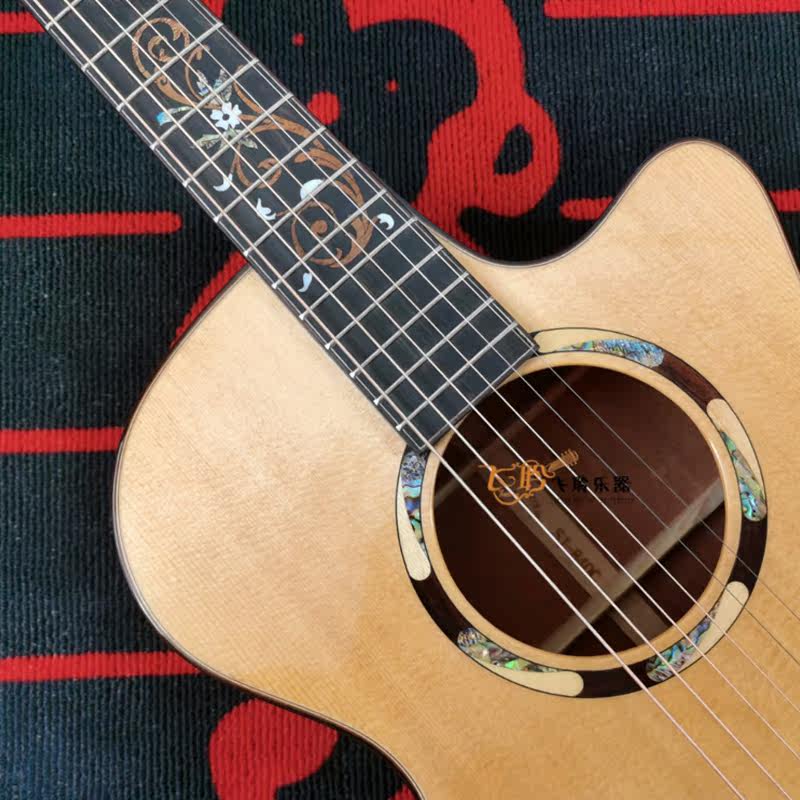 飞聆乐器 奥森aosen sj-840c 桃花芯全单民谣吉他带高档包