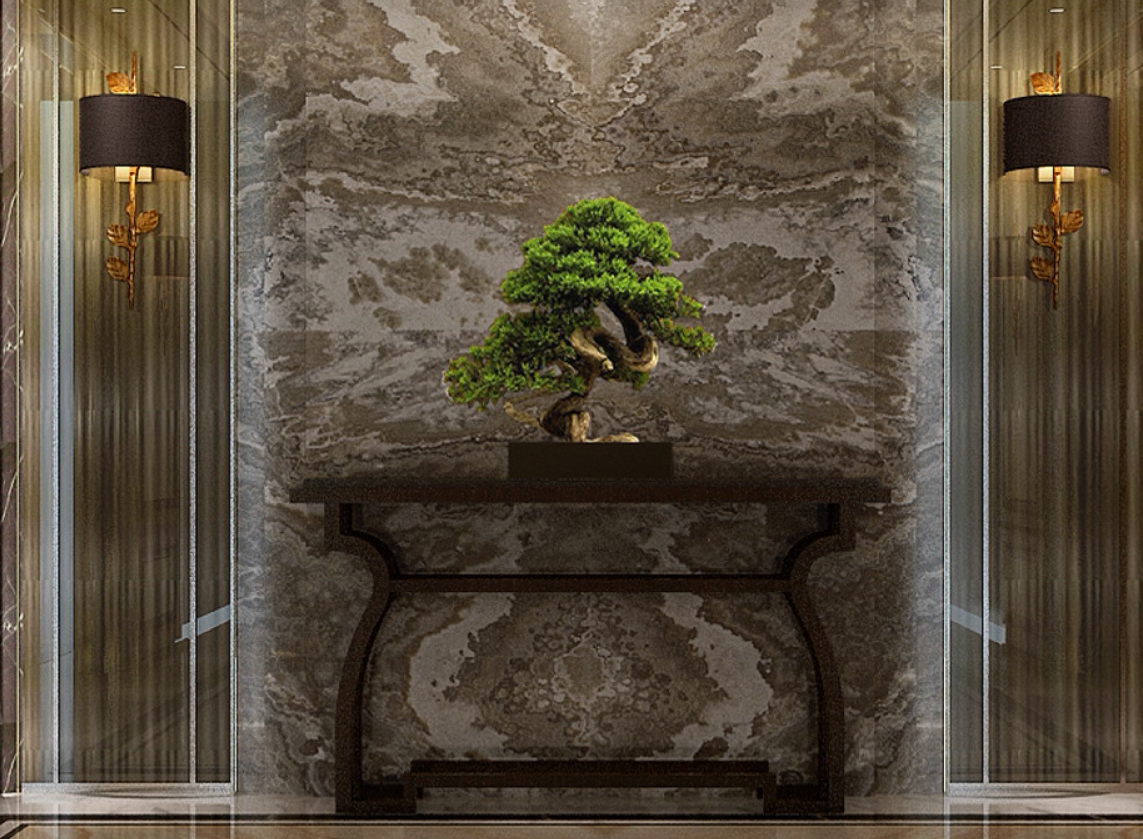 仿真装饰手工花艺中式端景玄关汉松迎客松罗汉松仿真植物盆景