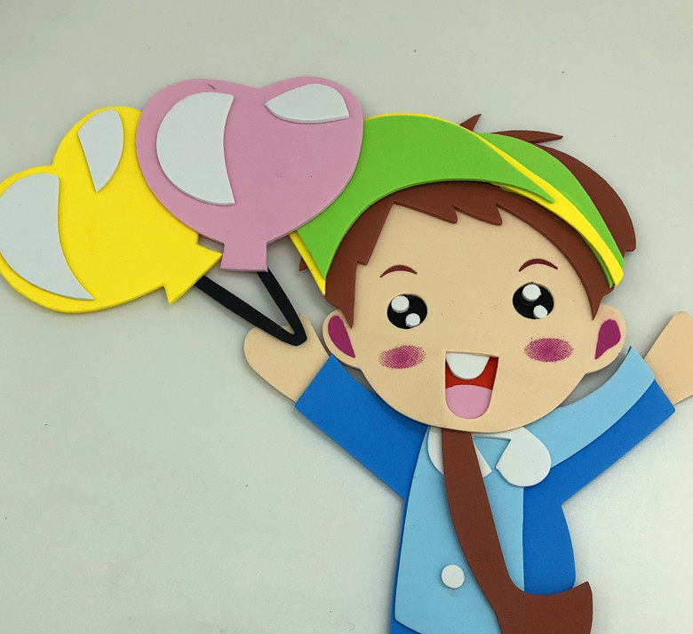 幼儿园装饰材料新款气球小人男孩儿女孩儿纸质墙贴可爱墙贴