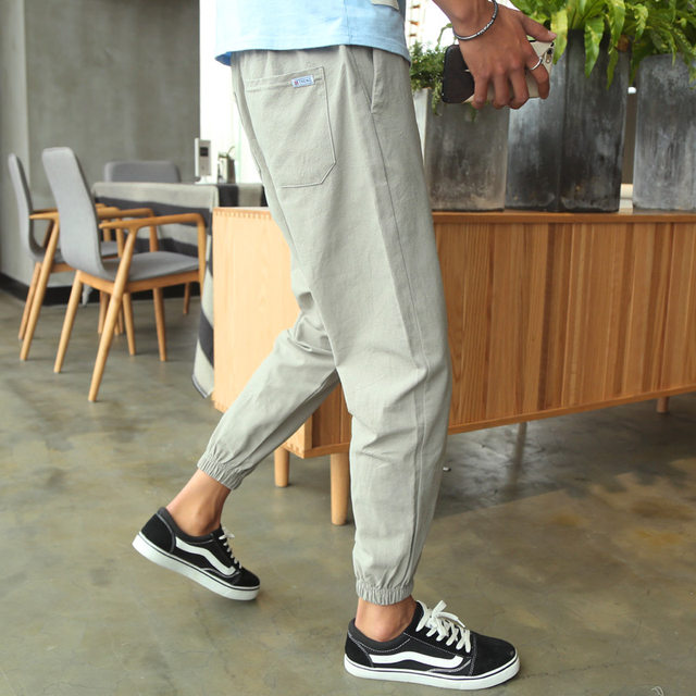 Casual pants summer tie feet nine points men's loose sports trousers overalls autumn pants men's Korean style trend wild Casual pants summer tie feet nine points men's loose sports trousers overalls autumn pants men's Korean style trend wild