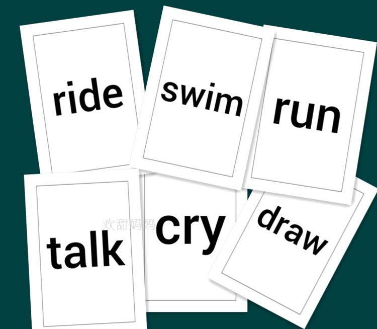 action动作动词英文单词教具大卡卡片儿童英语早教闪卡