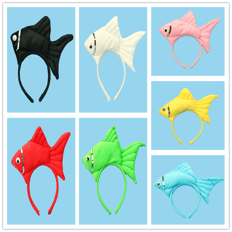 演出幼儿用品小动动物头饰小金鱼发箍立体金鱼聚会装饰头箍