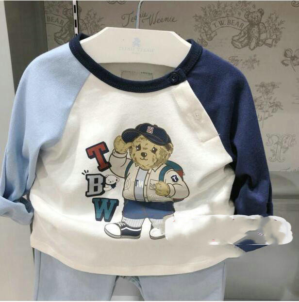 纯原好货tw小熊宝宝双色长袖恤带肩扣tola202401at恤