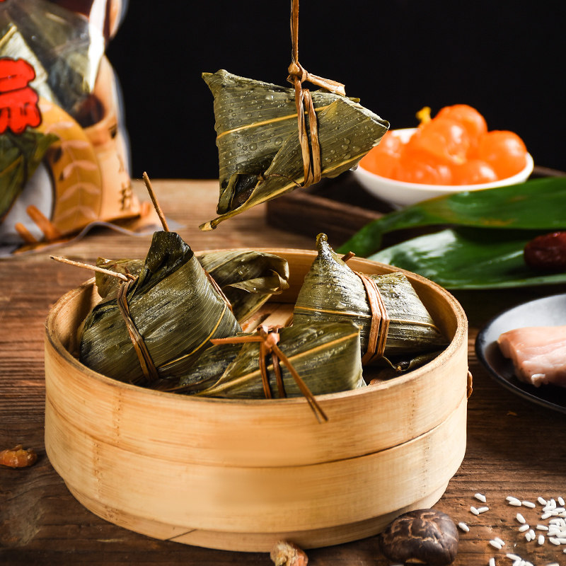 广东广式潮汕特产八记计珍粽球手工双拼棕子肉粽蛋黄甜小粽子汕头