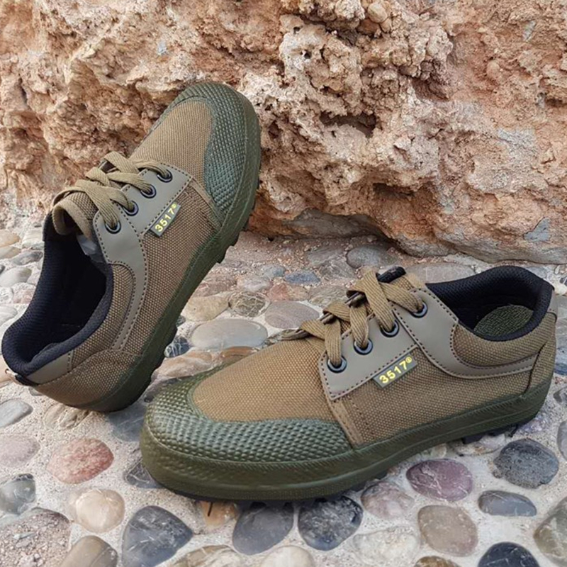 正品3517新式作训鞋低帮帆布男女解放胶鞋工地防滑耐磨耐脏劳保鞋