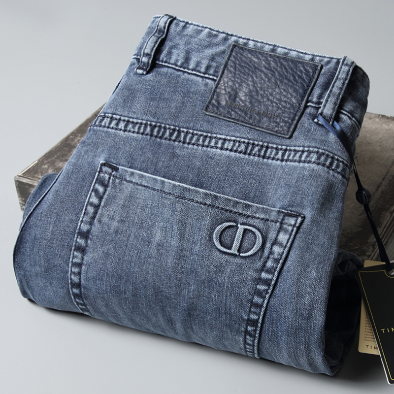 2022年春夏新款牛仔裤男士直筒青年简约舒适弹力休闲水洗蓝色长裤