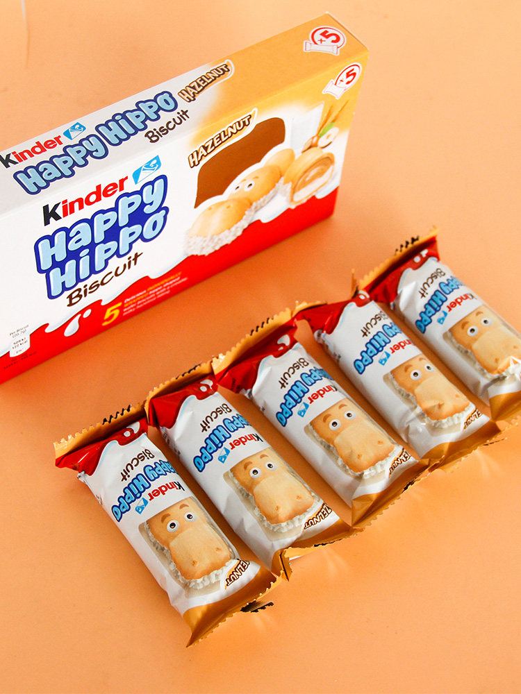 英国进口健达开心河马巧克力kinder牛奶榛子夹心夹心巧克力