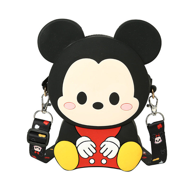 网红儿童小包包2020流行洋气斜挎手机包可爱卡通米奇硅胶少女跨包_双