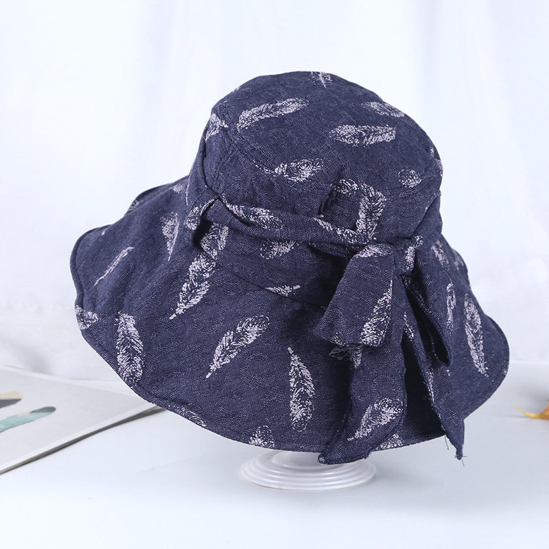 渔夫夏天户外优雅女士盆帽大檐遮阳蝴蝶结圆顶帽子