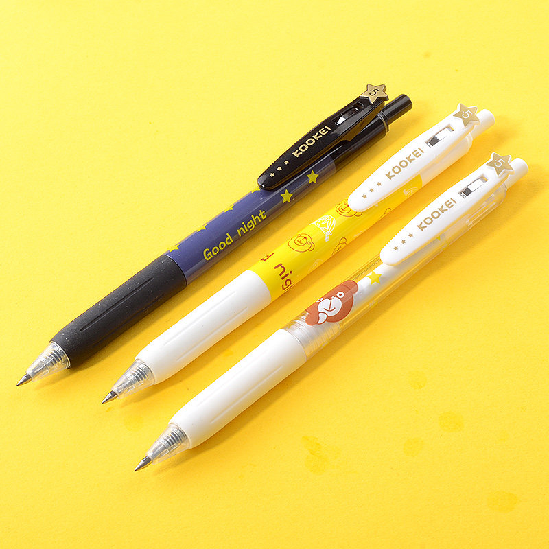 kookei新品晚安小熊中性笔黑色水笔好看看的笔芯中性笔