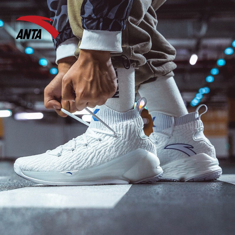 安踏老兵nba高帮无言水墨鸳鸯kt4水流静水篮球鞋