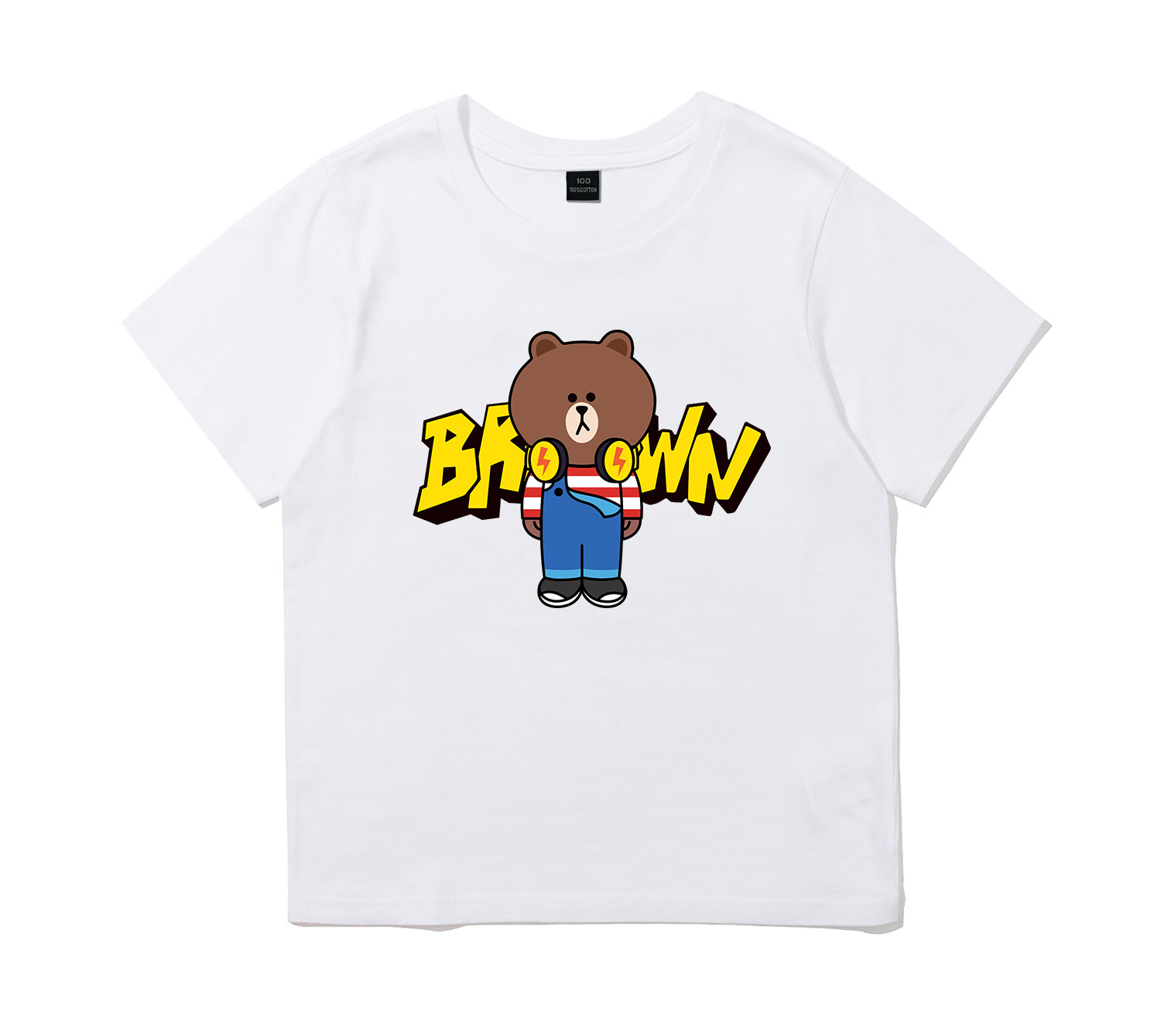 潮牌布朗熊儿童短袖2020新款童装韩版line宽松t恤