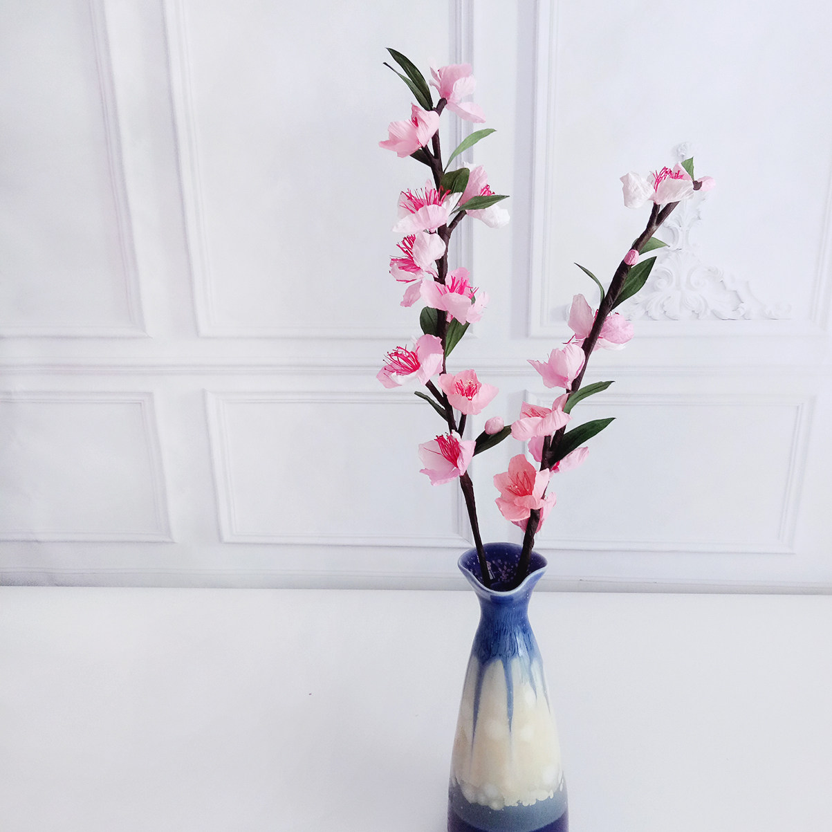 材料纸花艺花手工diy纸藤皱纹浮染桃花6支皱纹纸