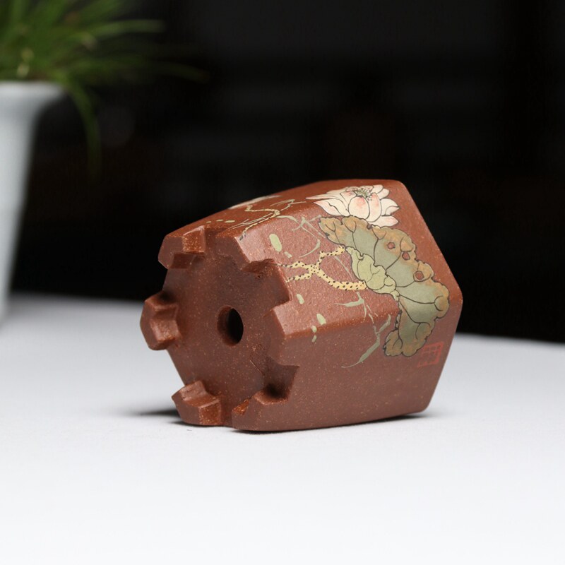 六方签筒精品微型紫砂花盆田志春手工拇指盆泥花盆