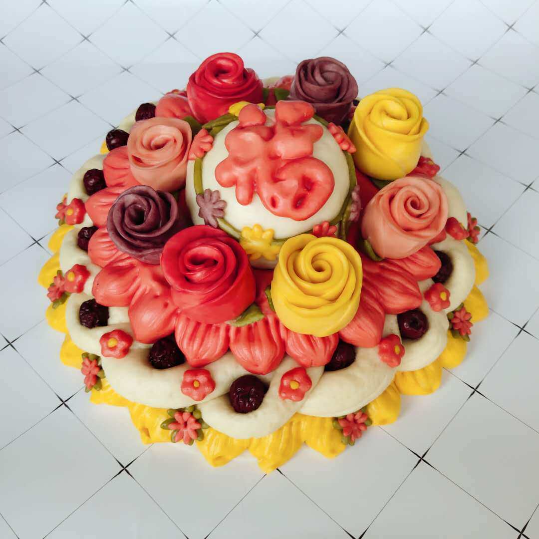 手工中式蛋糕生日福字馒头老人胶东饽饽寿桃包点