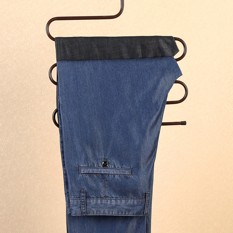 高端天丝牛仔裤男夏季薄款宽松直筒超薄冰丝裤商务中年爸爸装长裤