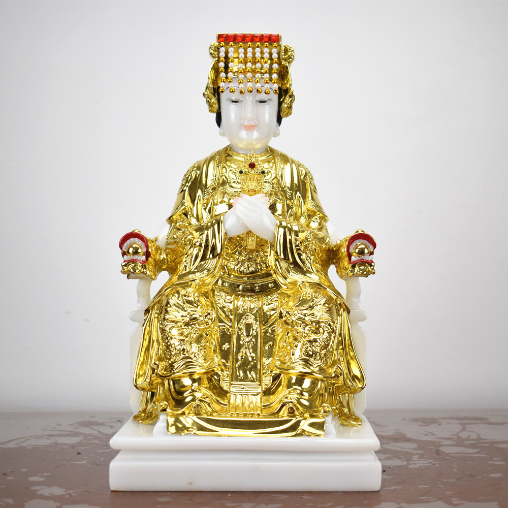 汉白玉佛像妈祖神像天上圣母后天娘娘海神湄洲妈祖保平安供奉摆件