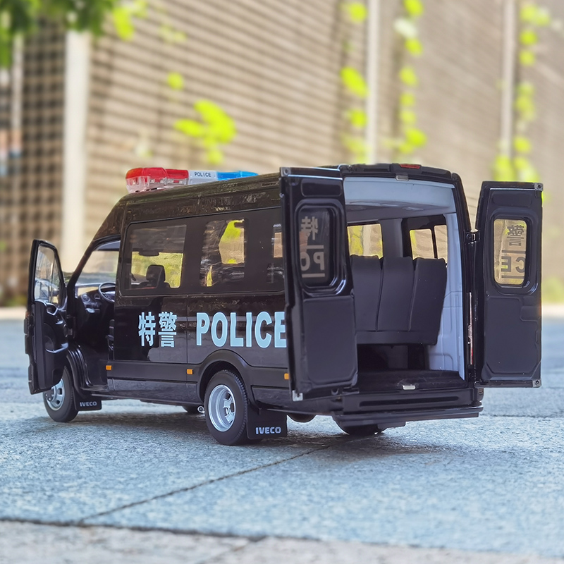 依维柯警车模型南京欧胜商务车特警合金汽车模型车模