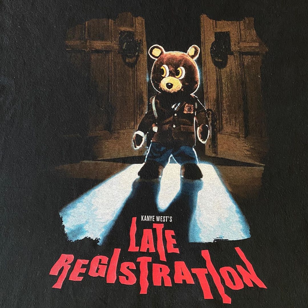 kanyewest侃爷辍学小熊vintage高街复古男女情侣t恤