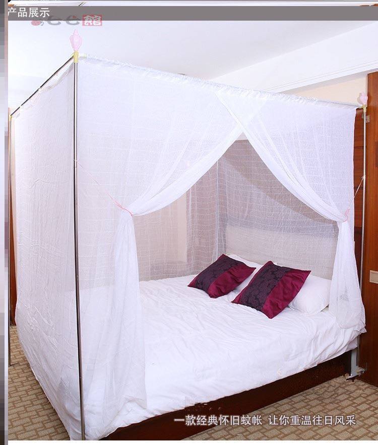 蚊帐老式纯棉穿杆特密棉纱家用1.5m传统加厚蚊帐