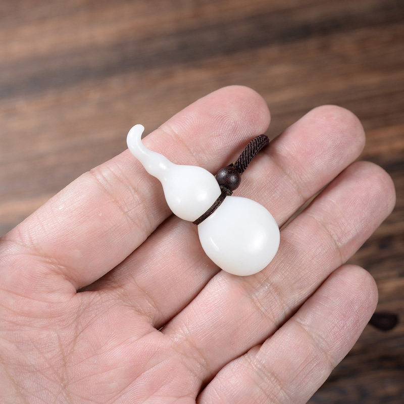 疆山新疆和田羊脂白玉葫芦福禄挂件玉石吊坠颈饰