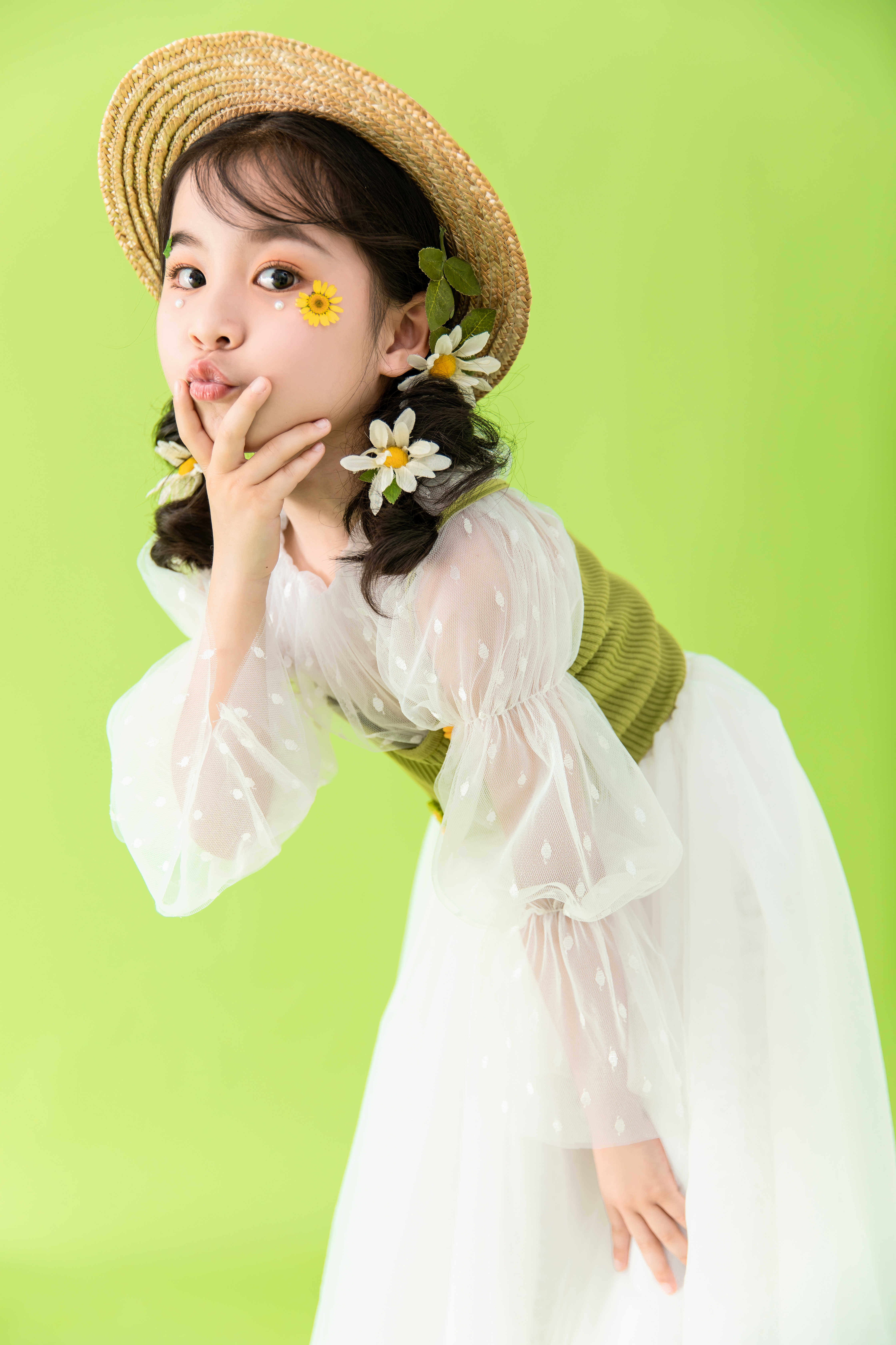 儿童摄影服装影楼拍照女孩810岁小清新外景绿色连衣裙