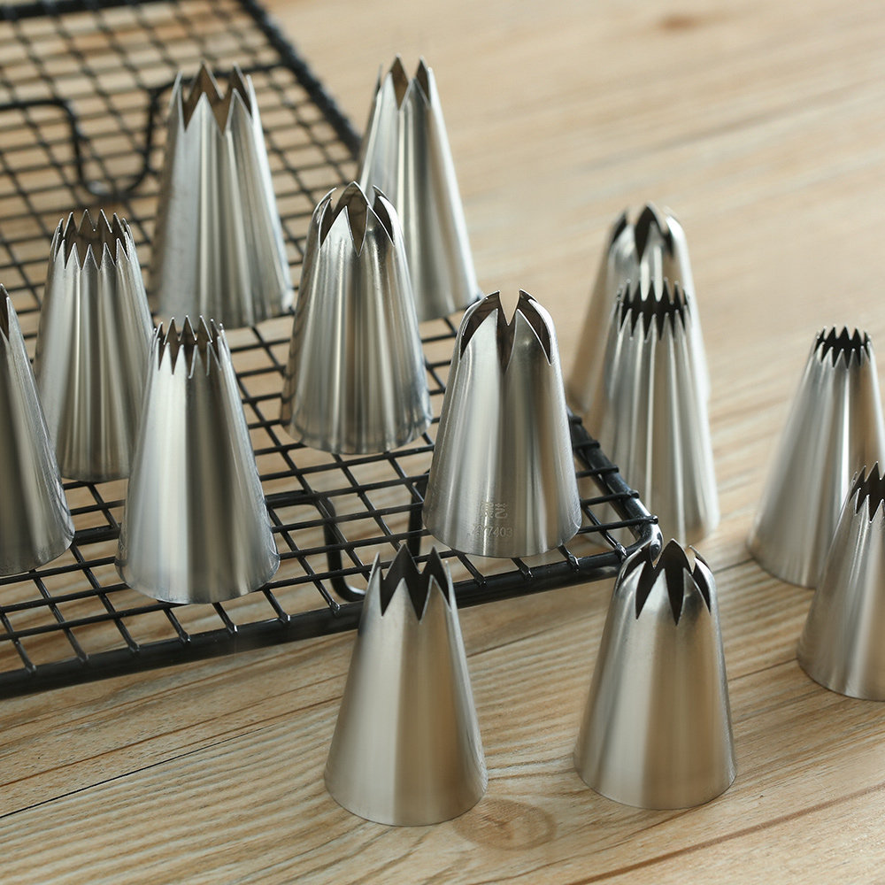 展艺旗舰店 齿形裱花嘴蛋糕曲奇泡芙裱花袋花型挤花嘴烘焙工具