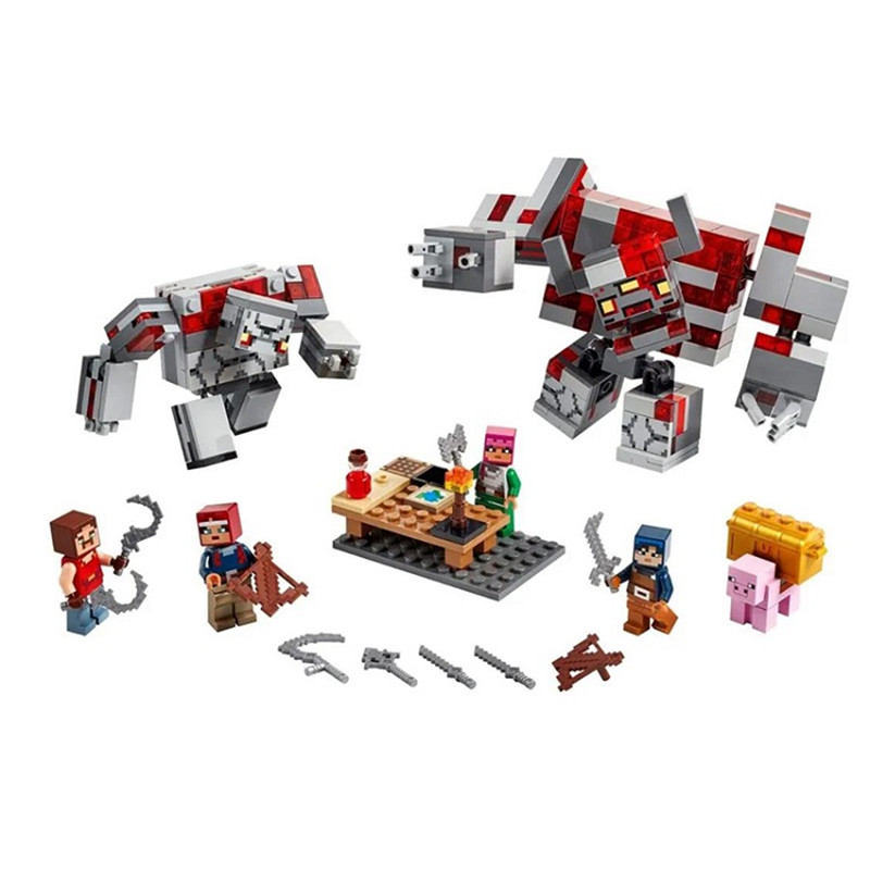乐高21163我的世界地下红石之战怪兽傀儡人仔塑料积木