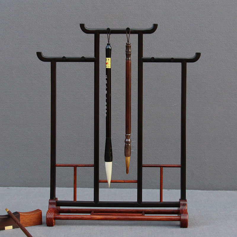 红木明式毛笔架笔挂实木紫光檀创创意简约毛笔笔架