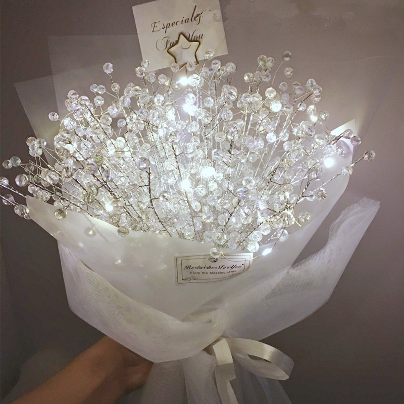 一个抽屉网红满天星灯手工花束