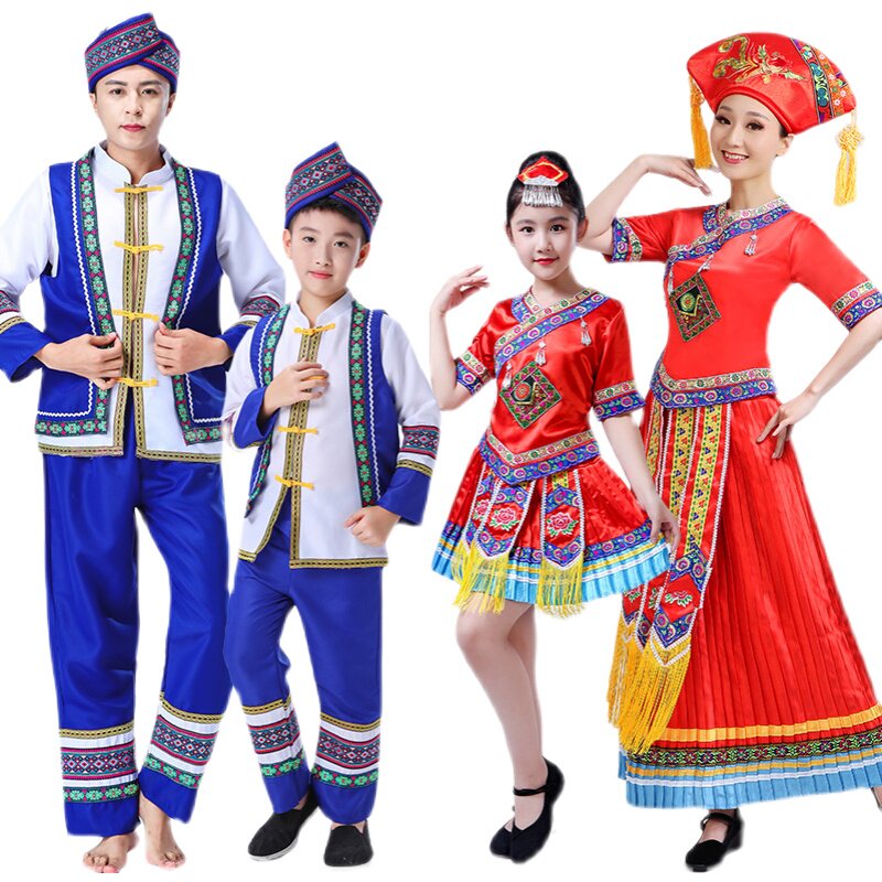 男女广西三月三壮族服饰长袖少数民族服装童歌圩节民族服装