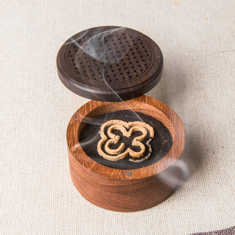 檀木香炉木盘香盒储香家用室内木质茶道焚沉香薰炉