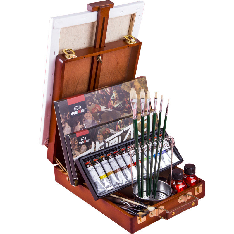 中盛画材 油画颜料套装油画工具油画材料油画套装油画箱油画框美术