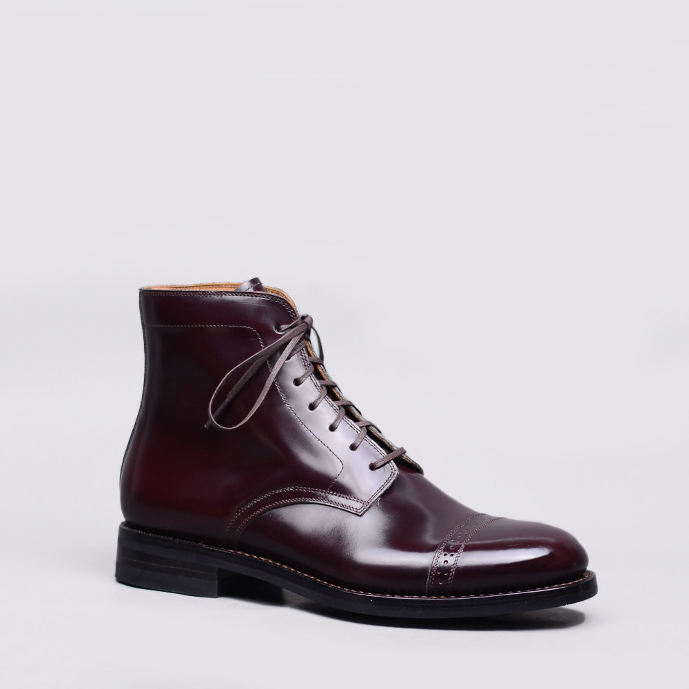 皮靴强尼制靴复古正装绅士商务圆头亮面小牛时装靴