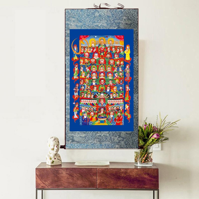 道教全神神图挂画佛堂供奉丝绸卷轴装饰画人物国画