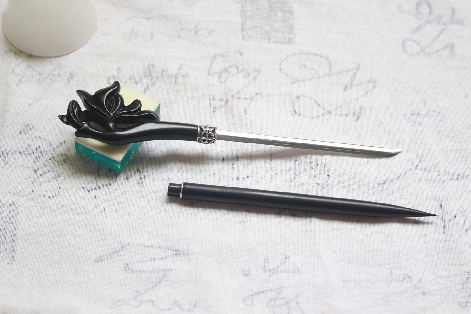 幽兰锦绣南歌同款檀木藏剑簪中刀拆信裁纸古风发饰