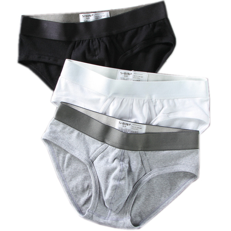 磨蹭先生内裤三角裤纯棉性感低腰吊环白色纯色男三角内裤