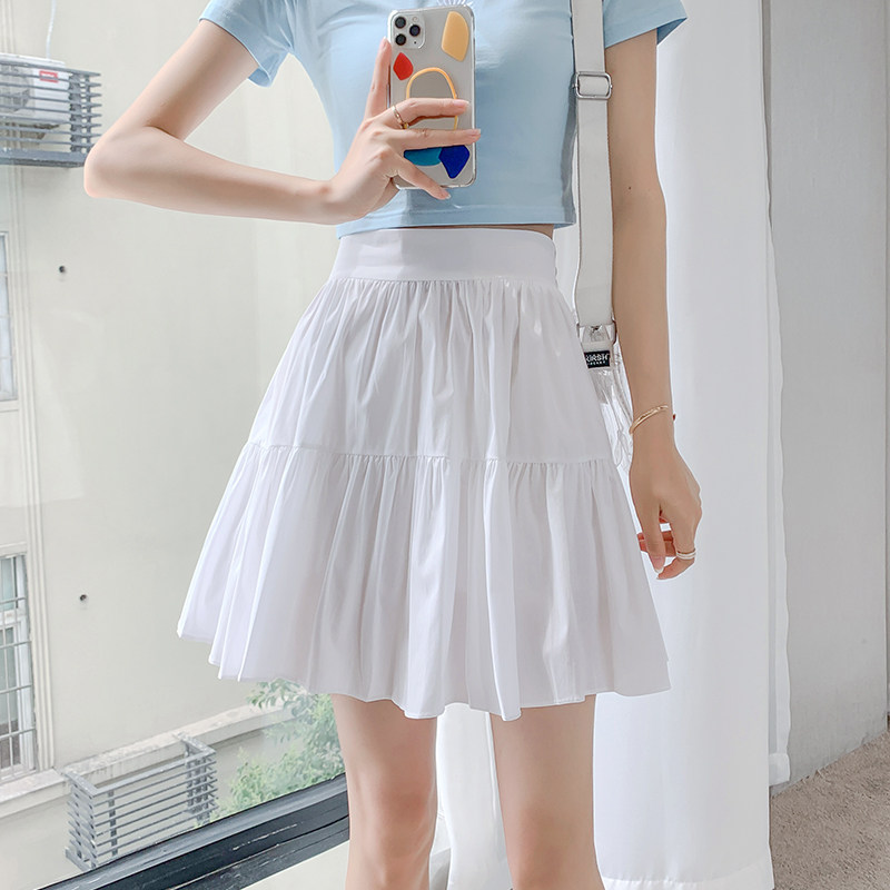 白色百褶裙半身裙女裙子夏季小个子薄款显瘦高腰半身裙