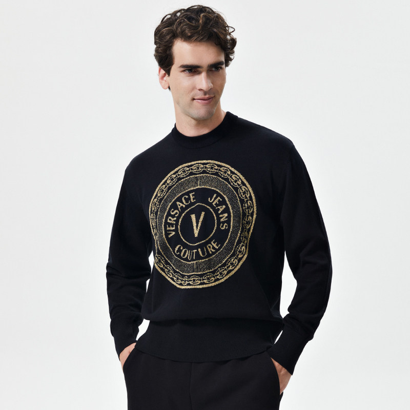 versacejeans范思哲男士棉质套头logo针织衫长袖b5gza822针织衫