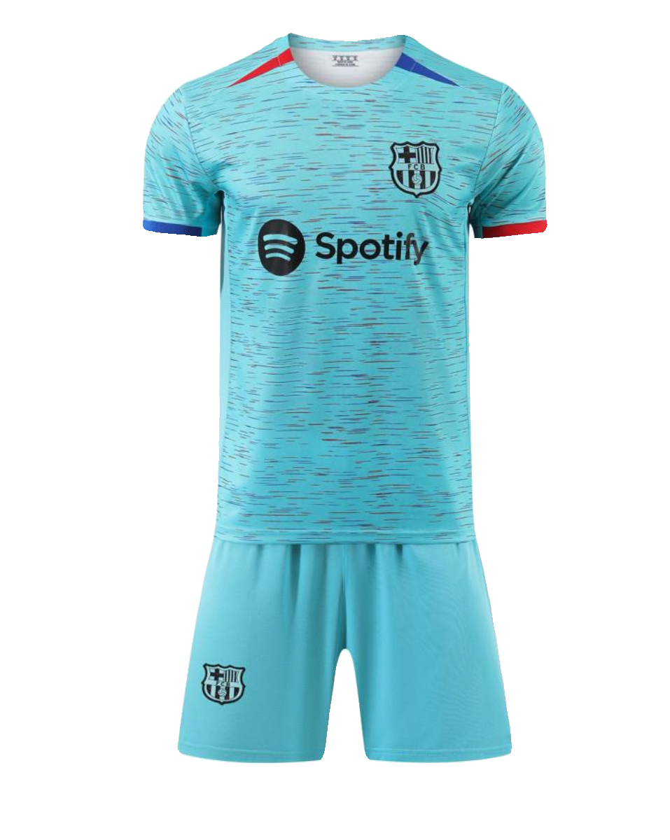 2324巴萨客场球衣梅西德容足球服成人儿童队服定制莱万印字比赛服